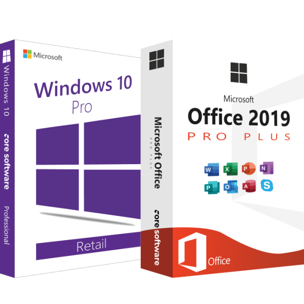 Licențe Windows 10 Pro Retail + Office Pro Plus 2019 (activare online)