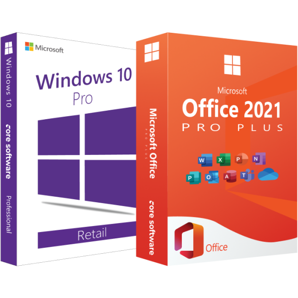 Licențe Windows 10 Pro Retail + Office Pro Plus 2021 (activare online)