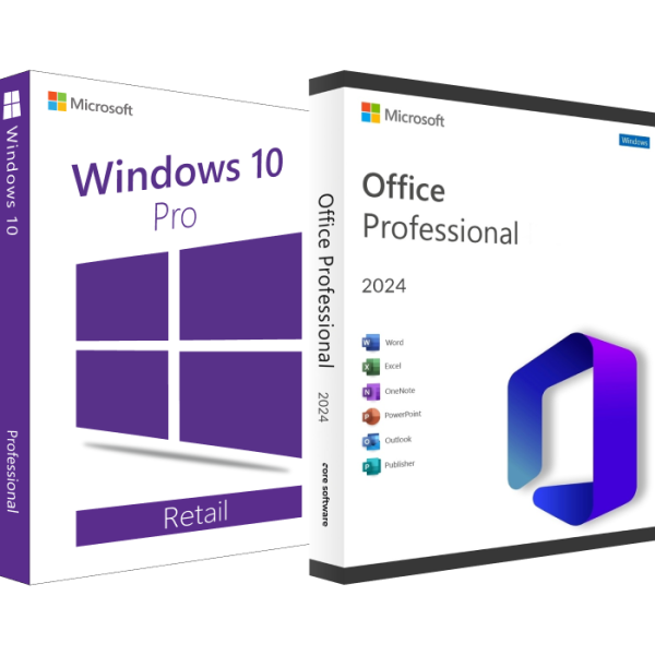 Licențe Windows 10 Pro Retail + Office Pro Plus 2024 (activare online)